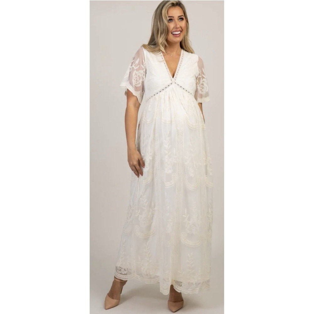 Pinkblush Ivory Lace Maxi Dress